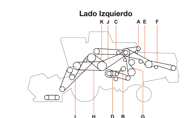 New Holland CS 660 - Lado Izquierdo - Mapa de correas