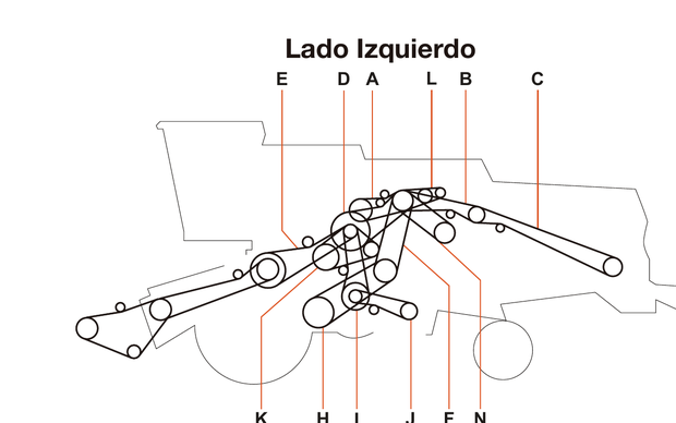 New Holland TC 5070 - Lado Izquierdo - Mapa de correas