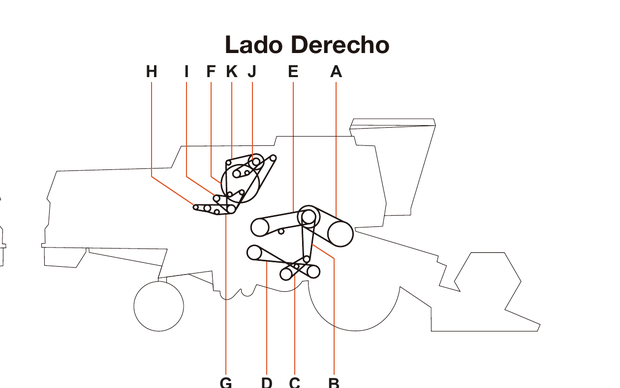 New Holland TC 59 - Lado Derecho - Mapa de correas
