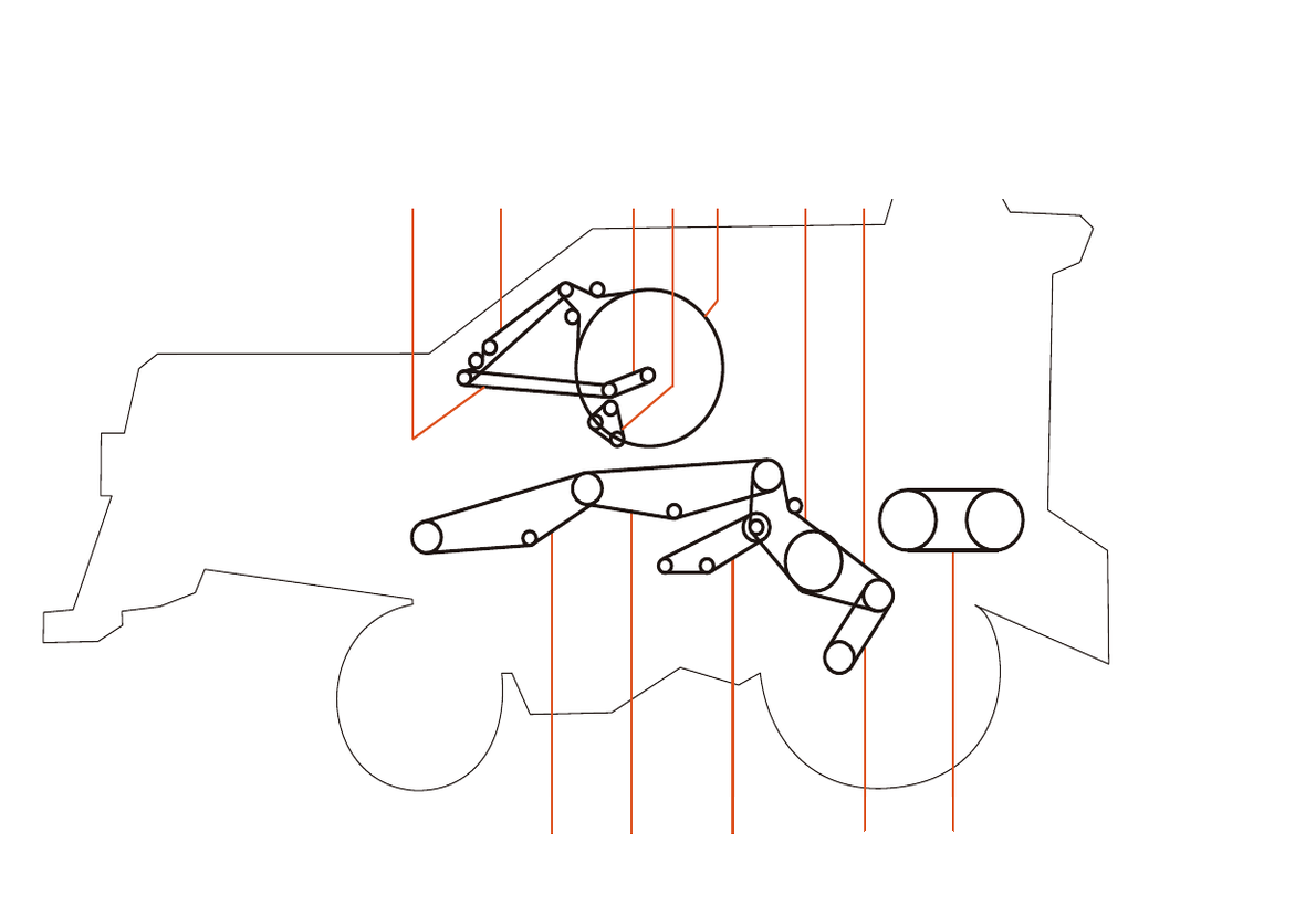 Vassalli AX 7500 - Lado Derecho - Mapa de correas por sector